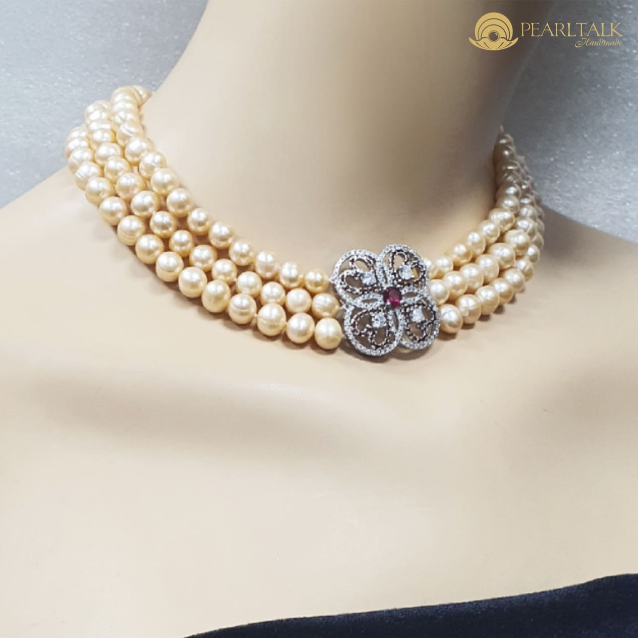 CHUỖI NGỌC TRAI DIANA CHOKER HỒNG CAM